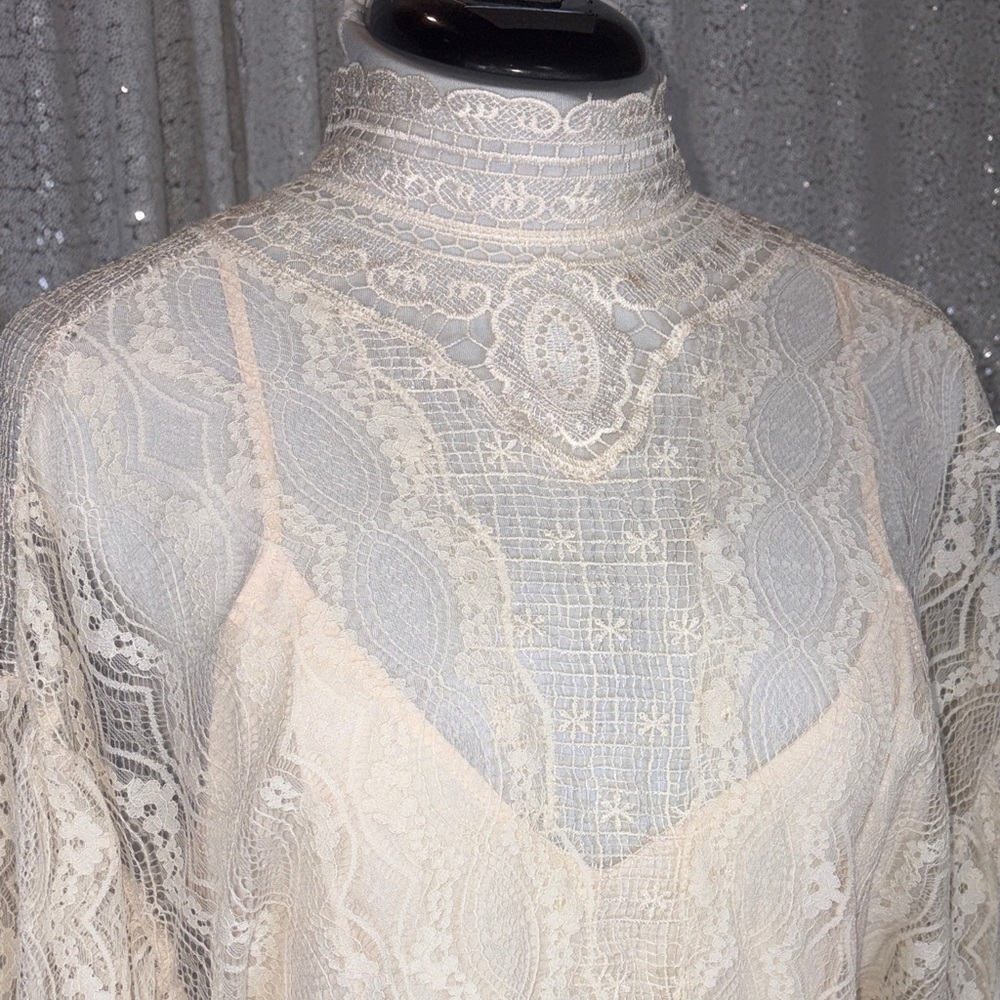 Free People “Bittersweet” Cream Lace Mini - Picture 2 of 7